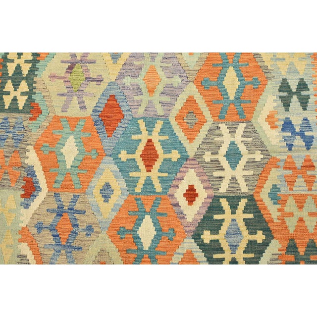 2020s Kilim Rug 4’2” X 5’10” Multicolor Wool Tribal Handwoven Oriental Carpet For Sale - Image 5 of 12