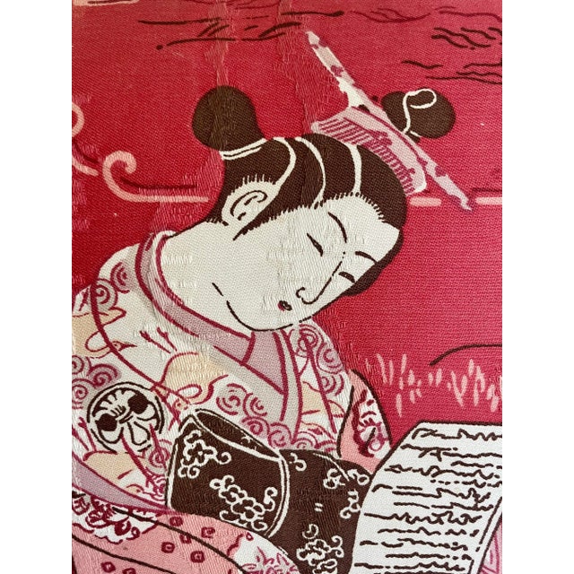 Chinoiserie Pair of Custom Made Geisha Floral Down Filled Pillows For Sale - Image 3 of 12