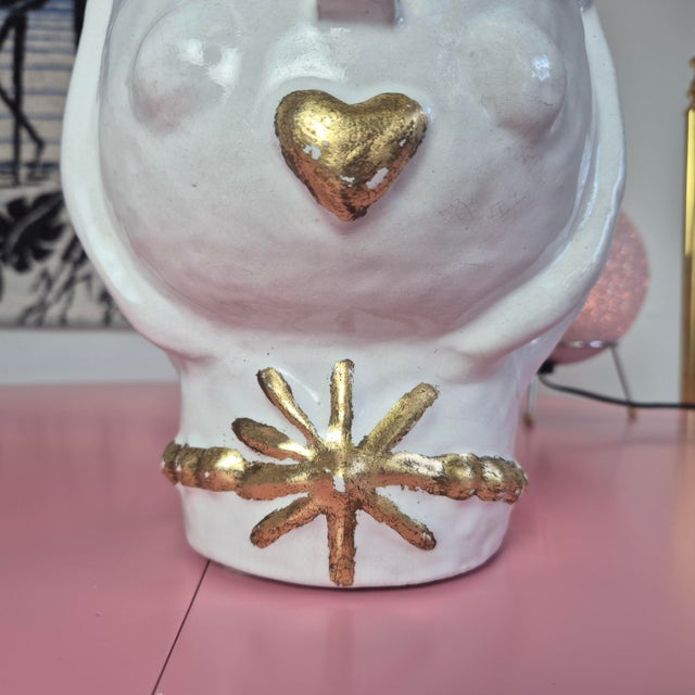 Ceramic Handcrafted Italian Ceramic Planter in the Form of a Queens Head with Gilded Crown, 1970s For Sale - Image 7 of 12