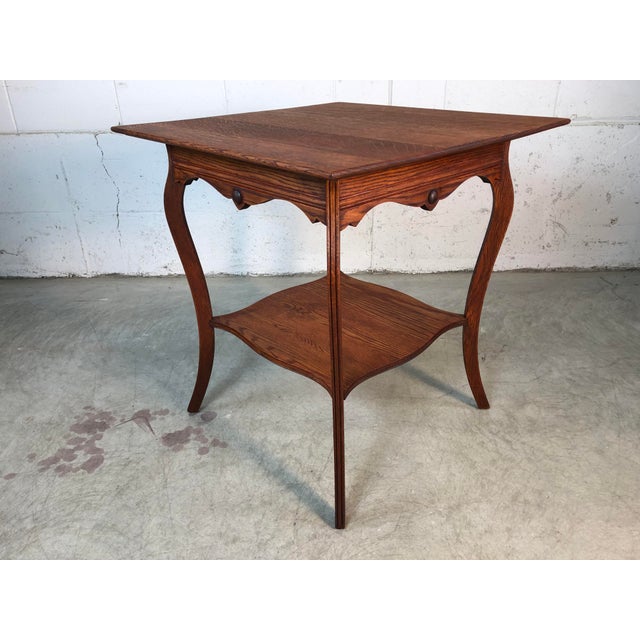 Square Quarter-Sawn Oak Plant Stand For Sale - Image 9 of 11