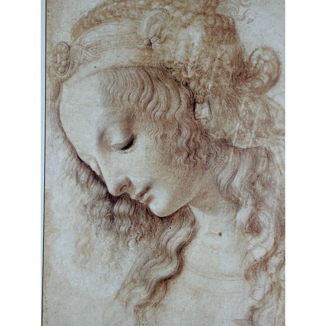 1980s Large Framed Leonardo Da Vinci "Head of a Woman" (La Scapigliata) Fine Art Print For Sale - Image 5 of 12