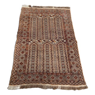 Hand-Woven Turkmen Rug, 1950s For Sale