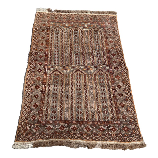 Hand-Woven Turkmen Rug, 1950s For Sale