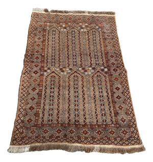 Hand-Woven Turkmen Rug, 1950s