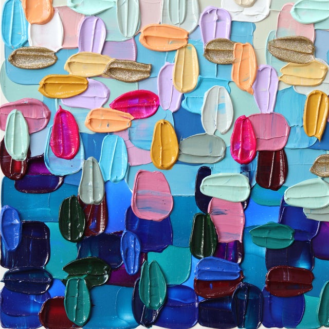 Blue Breathtaking - Large Original Abstract Textural Impasto Triptych Painting by Shiri Phillips For Sale - Image 8 of 10