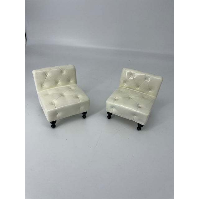 Ceramic Tufted/Chesterfield Seat Bookends - A Pair For Sale - Image 7 of 7
