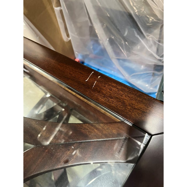 Wood Attributed Theodore Alexander Glass and Wood 3 Shelf End Table For Sale - Image 7 of 7