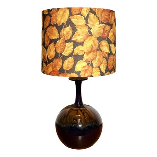 Vintage Table Lamp with Original Autumn Leaf Shade For Sale