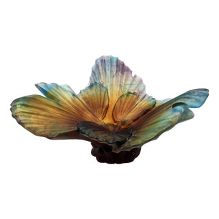 Vintage Palm Tree Bowl in Glass Paste by Emilio Robba for Daum, 2000s For Sale