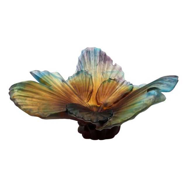 Vintage Palm Tree Bowl in Glass Paste by Emilio Robba for Daum, 2000s For Sale