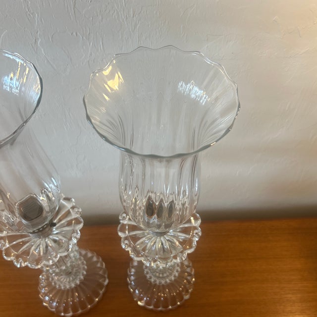 Mid 20th Century Art Deco Pressed Glass Vanity Bedside Table Lamps - Set of 2 For Sale - Image 9 of 10