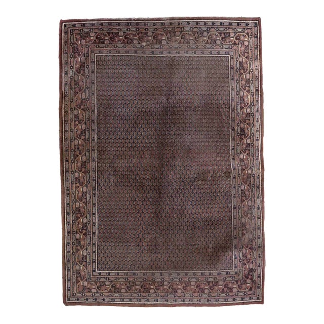 1970s Handmade Vintage Indian Seraband Rug 5.5' X 7.7' For Sale