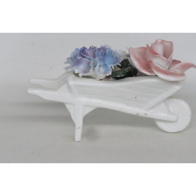 English Cotswold Florals English Bone China Wheelbarrow of Flowers Figurine 5159b For Sale - Image 3 of 18