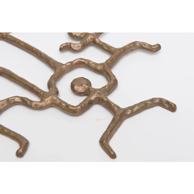 Abstract Vintage Higgins Hand Hammered Bronze Stick Figure Small Wall Sculpture Signed For Sale - Image 3 of 8