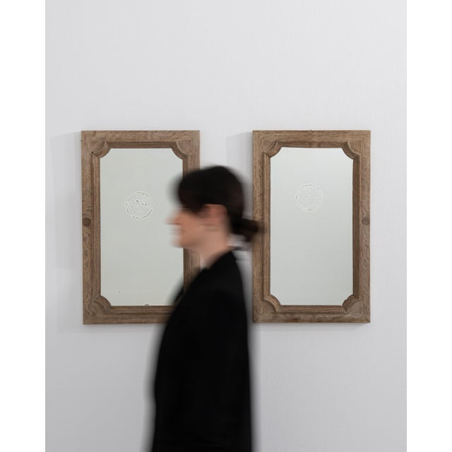 Circa 1900 French Pair of Oak Wall Mirrors For Sale - Image 11 of 11