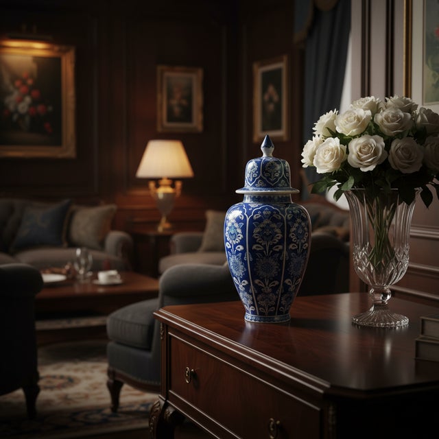 Royal Blue Majesty This Handmade Ceramic Lidded Jar is the crown jewel of the collection. Known as the “Şah Vazo” (Shah...
