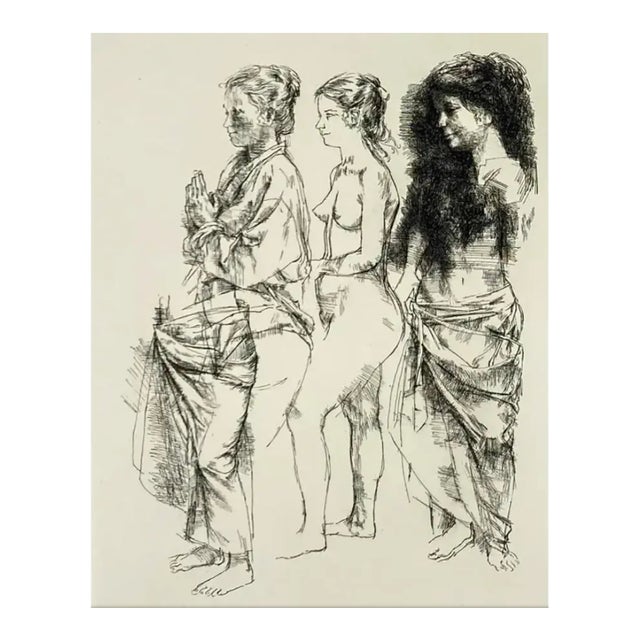 1960s Herbert Fink Three Woman Etching For Sale