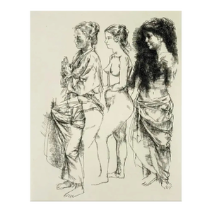 1960s Herbert Fink Three Woman Etching