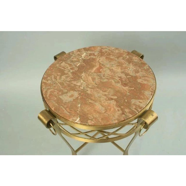 French Neoclassical Round Rouge Marble Top Bronze Gueridon Occasional Side Table For Sale In Philadelphia - Image 6 of 11