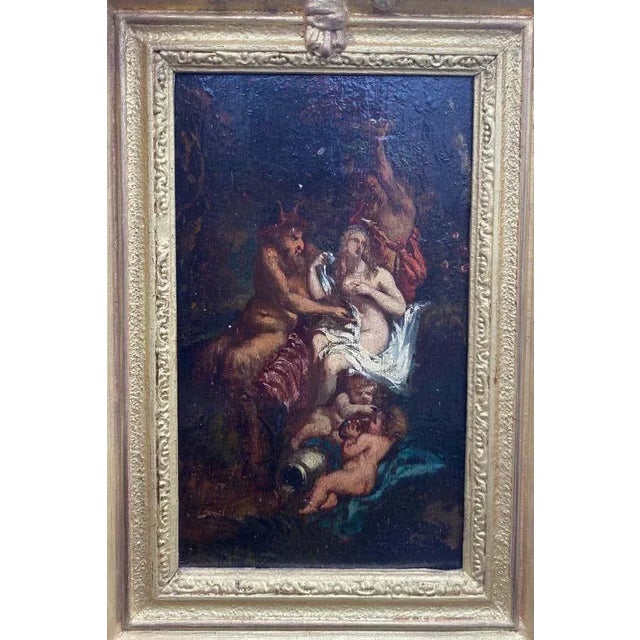 Italian School Artist, Faun and Nymph, 1700s, Oil on Panel For Sale - Image 4 of 10