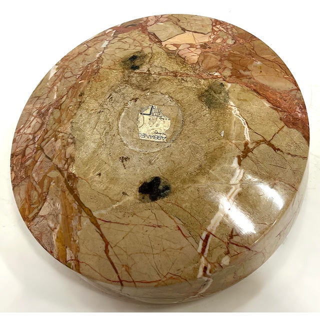 Stone Mid-Century Roberto Arioli for Gabbianelli Carved Marble Bowl, Signed For Sale - Image 7 of 8