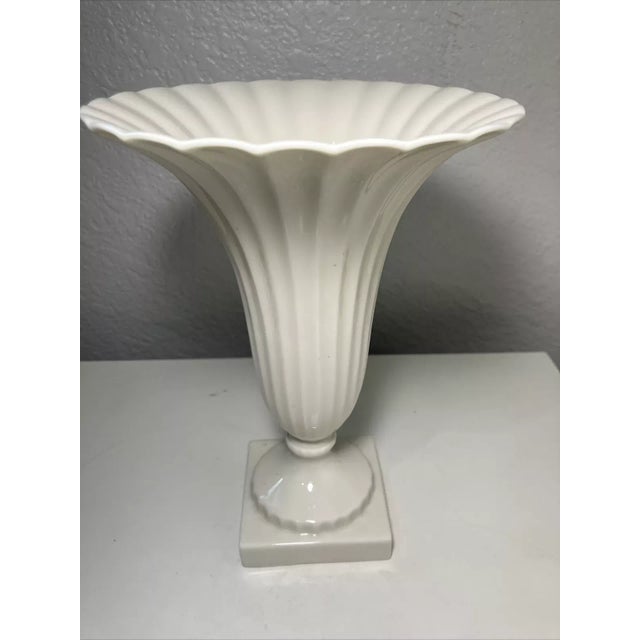 Lenox Vintage Lenox Green Label Mark Ivory Tulip Fluted Vase For Sale - Image 4 of 4