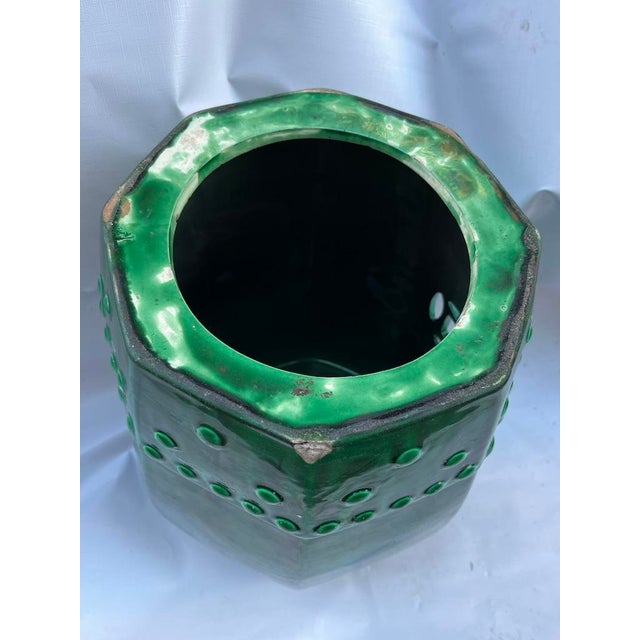 Green Glazed Garden Seat For Sale - Image 6 of 9