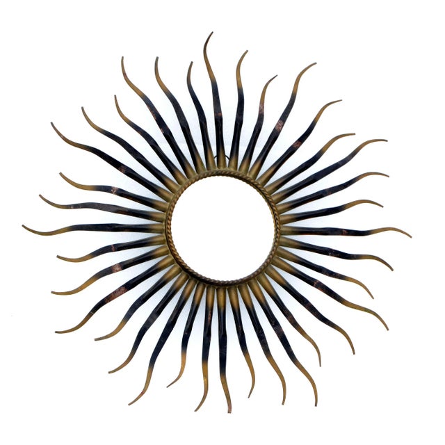 Very elegant handcrafted CHATY Vallauris France Sunburst wall mirror MIROIR SORCIERE. Inside Diameter of the flat mirror...