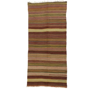 Vintage Turkish Striped Kilim Rug - 04'11 X 10'08 For Sale