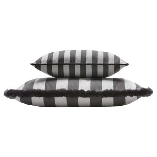 Striped Outdoor Happy Cushion Covers from Lo Decor, Set of 2 For Sale