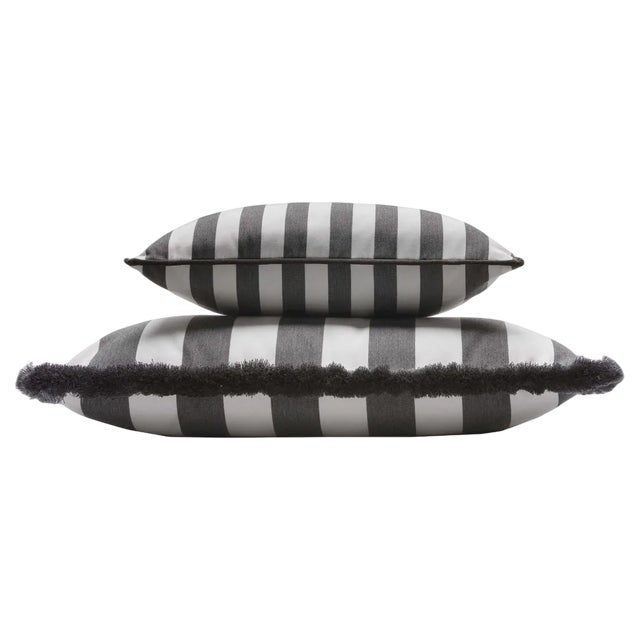 Striped Outdoor Happy Cushion Covers from Lo Decor, Set of 2 For Sale