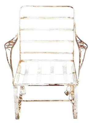 Mid 20th Century Woodard Style Chantilly Rose Wrought Iron Bouncer Chair