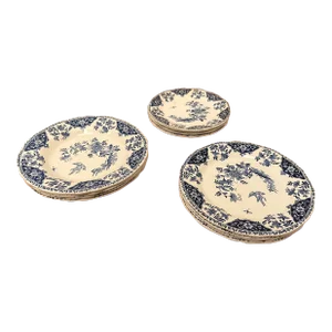 Dinnerware Set of 12 Dinner Deep Desert Plates Decor Blue Delft by Gien. France