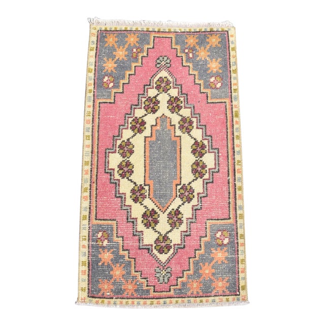 1960s Vintage Floral Handmade Rug For Sale