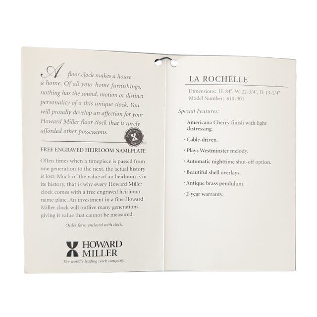 Wood Late 20th Century Howard Miller La Rochelle Grandfather Clock For Sale - Image 7 of 8