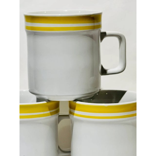 Rondure Stone 200 Yellow Coffee Cup Mug Double Yellow Band Ring Japan - Set of 4 For Sale - Image 4 of 6