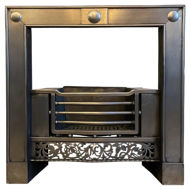 Antique English Register Grate in Polished Steel For Sale