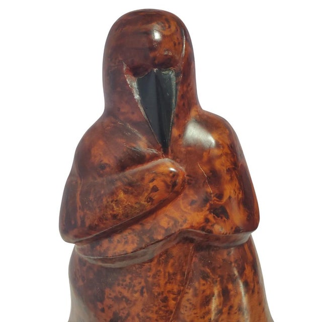Figurative Sculpture of Woman with Niqab in Wood, 1960s For Sale - Image 3 of 14