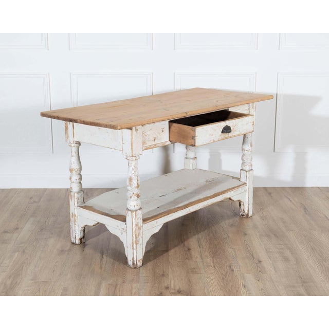 19th Century 19th Century Swedish Painted Pine Cutting Table with Drawer For Sale - Image 5 of 8