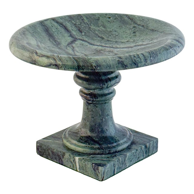 Italian Neoclassical Tazza or Pedestal Bowl of Figured Green Marble For Sale