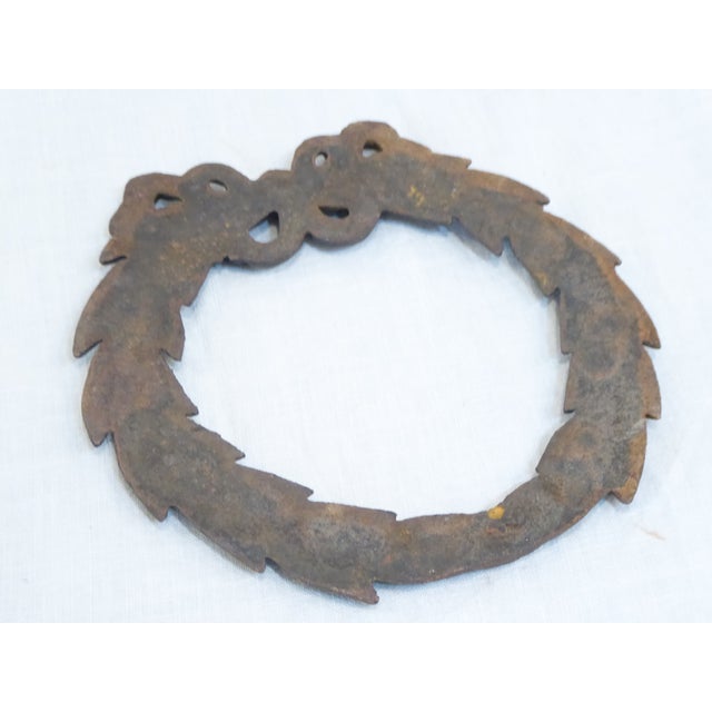 French Vintage Iron Neo-Classical Style Wreath For Sale - Image 3 of 3