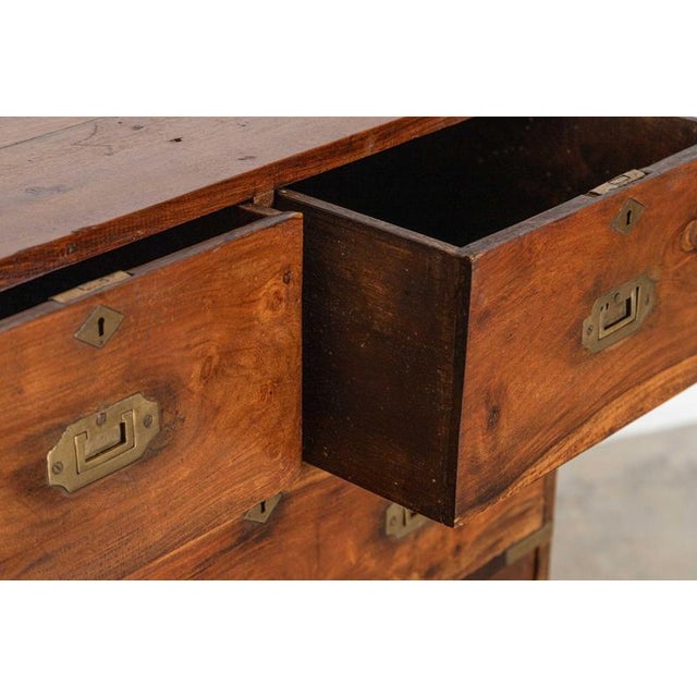 English Walnut Campaign Chest Drawers, 1880 For Sale - Image 10 of 13