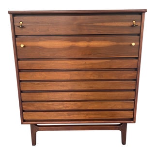 1950s Stanley Midcentury Modern Five-Drawer Dresser For Sale