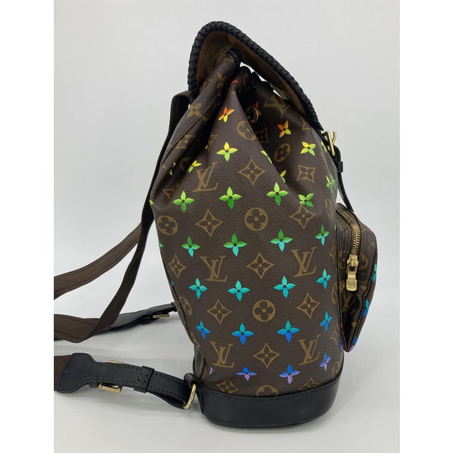 OOAK Louis Vuitton Hand Painted Leather Wrapped Montsouris GM Backpack For Sale - Image 12 of 12