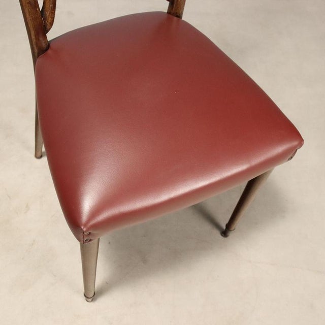 Textile Mid-Century Chairs with Bordeaux Seats, 1950s, Set 6 For Sale - Image 7 of 9