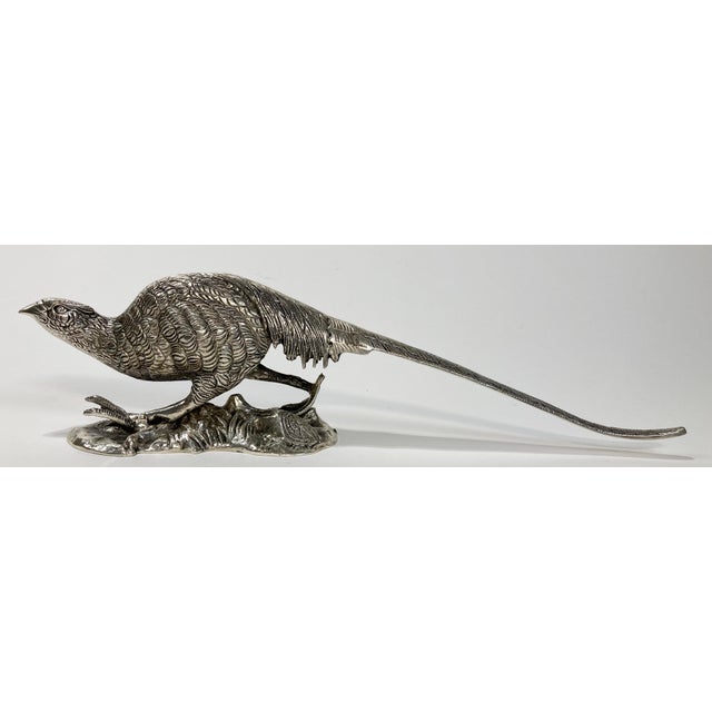 Silver Antique Victorian Silver Plate Pheasant Sculptures, a Pair For Sale - Image 8 of 13