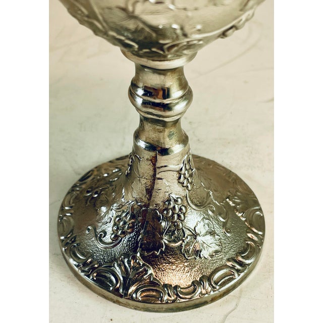 Mid 20th Century Silver Plate Loving Cup Goblet Wedding Wine Stem Embossed Cherubs Grapes For Sale - Image 11 of 12