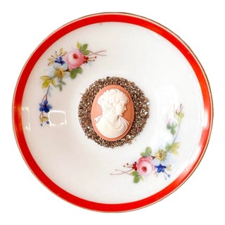 Little Relics No. 21 Original Mixed Media Assemblage Cameo on Vintage Porcelain Saucer by Dorothy Art For Sale