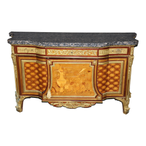 Fine Quality Bronze Mounted Inlaid Marble Top Commode Manner Jean Henri Riesner