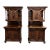Stunning Antique Carved Wood Hutch Cabinets – Matching Pair For Sale